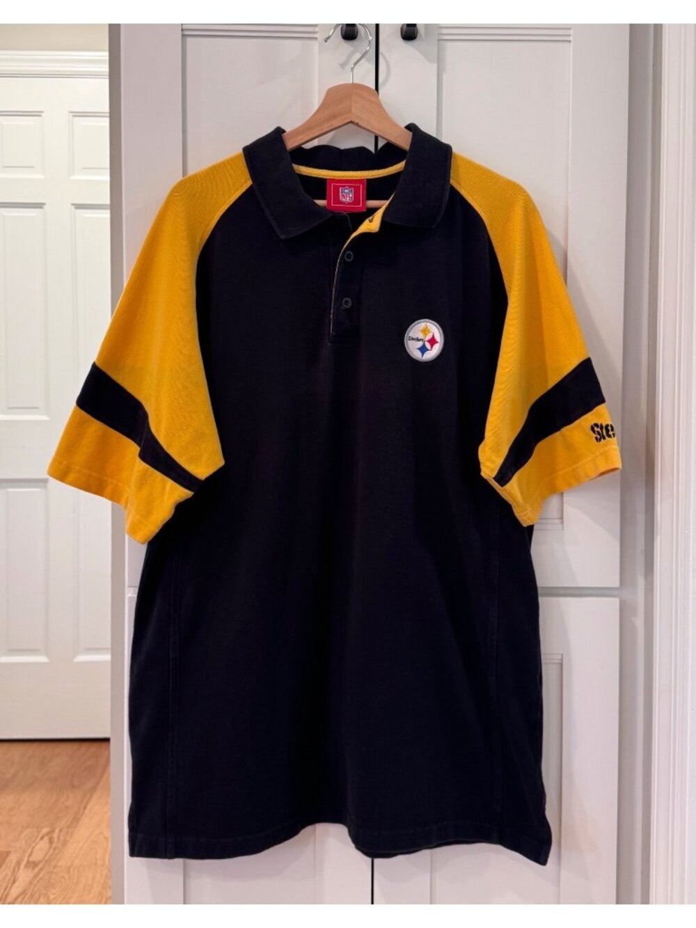 Vintage Y2K NFL Pittsburgh Steelers Polo Shirt Mens XL 100% Cotton Embroidered
